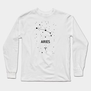 Aries Zodiac Sign Constellation (Black Print) Long Sleeve T-Shirt